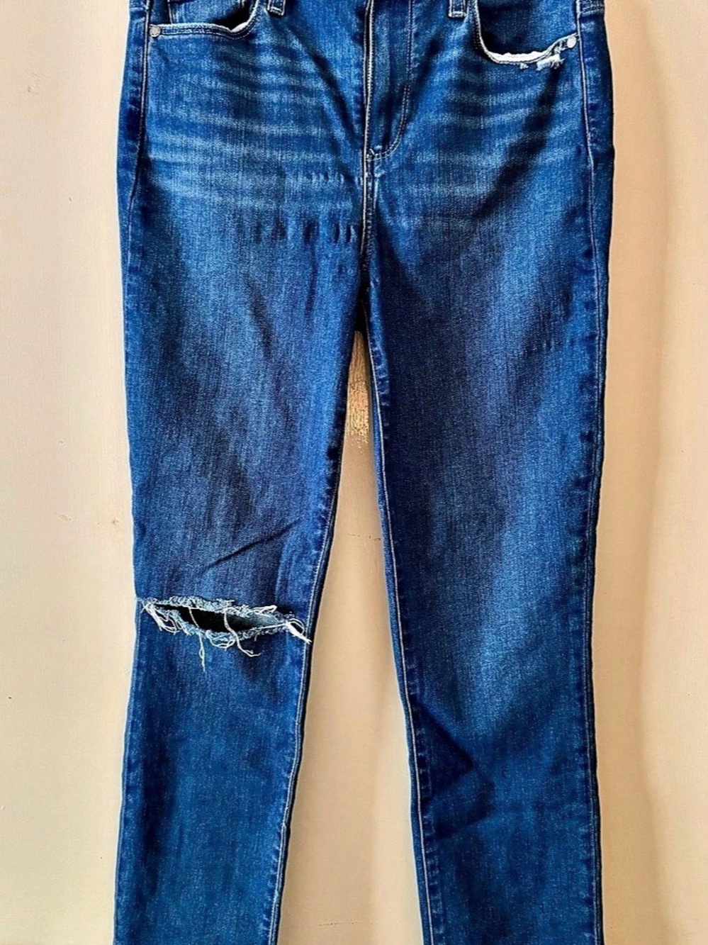 PAIGE Hoxton Slim Distressed Skinny Jeans Blue Waist 29